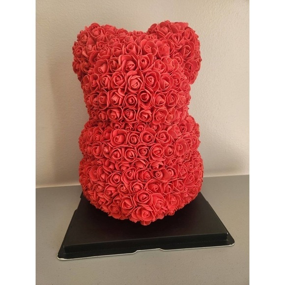 Madame Rosette Medium Rose Teddy Bear Styrofoam Roses Valentine's Day Gift - Picture 2 of 10